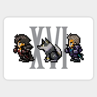 Clive, Torgal, and Cid XVI Design | FFXVI Pixel Party Members | Final Fantasy 16 | Light Colors Sticker